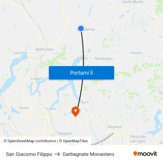 San Giacomo Filippo to Garbagnate Monastero map