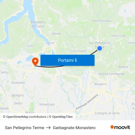 San Pellegrino Terme to Garbagnate Monastero map