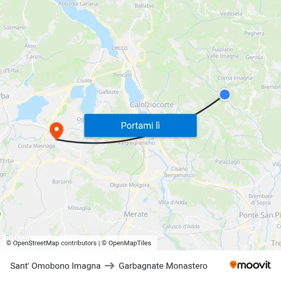 Sant' Omobono Imagna to Garbagnate Monastero map