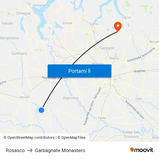 Rosasco to Garbagnate Monastero map