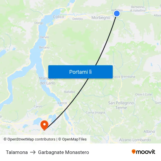 Talamona to Garbagnate Monastero map