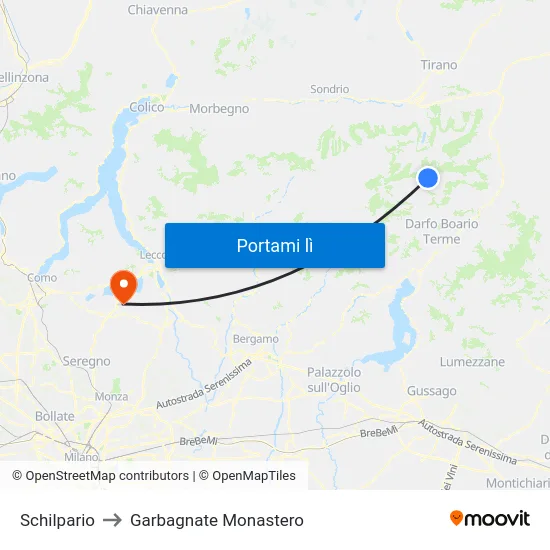 Schilpario to Garbagnate Monastero map