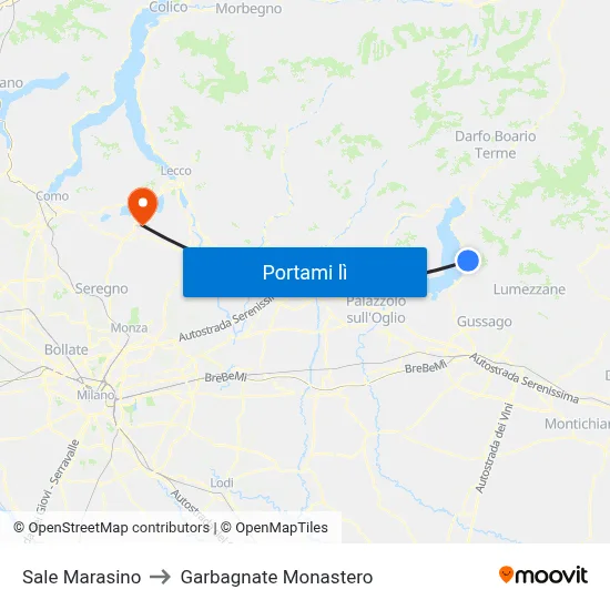 Sale Marasino to Garbagnate Monastero map