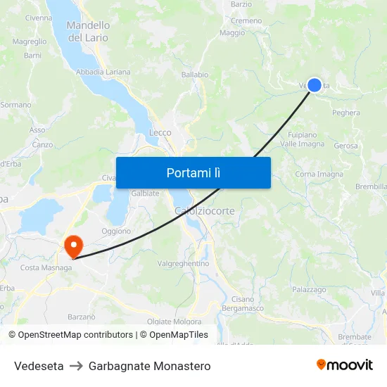 Vedeseta to Garbagnate Monastero map