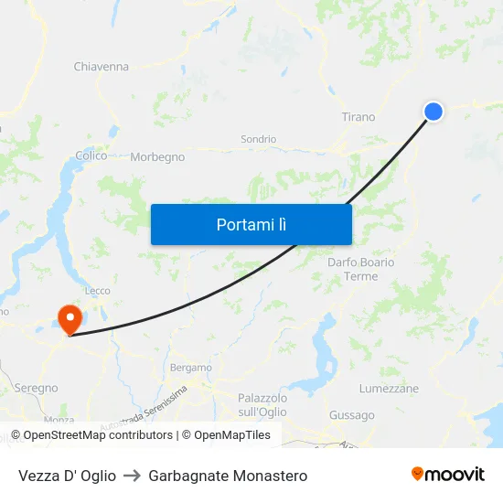 Vezza D' Oglio to Garbagnate Monastero map