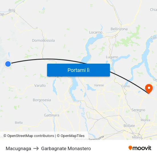 Macugnaga to Garbagnate Monastero map