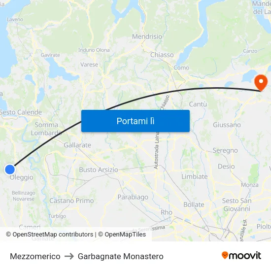 Mezzomerico to Garbagnate Monastero map