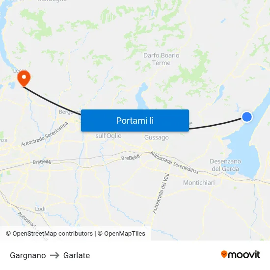 Gargnano to Garlate map