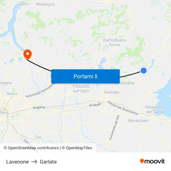 Lavenone to Garlate map