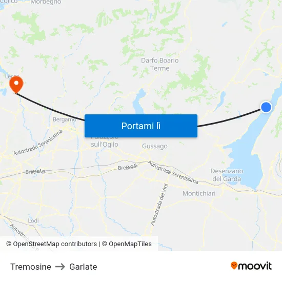 Tremosine to Garlate map