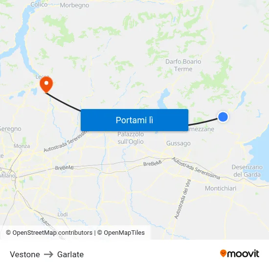 Vestone to Garlate map
