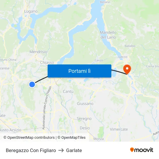 Beregazzo Con Figliaro to Garlate map
