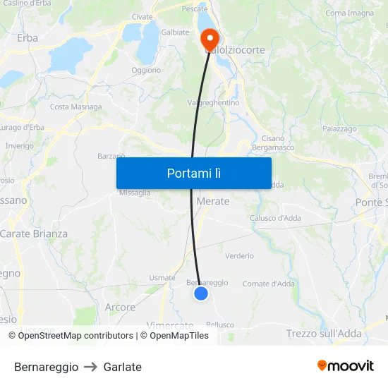 Bernareggio to Garlate map