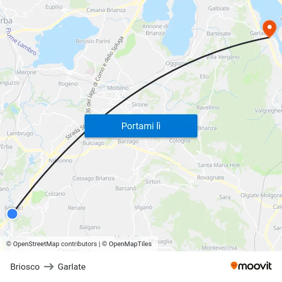 Briosco to Garlate map