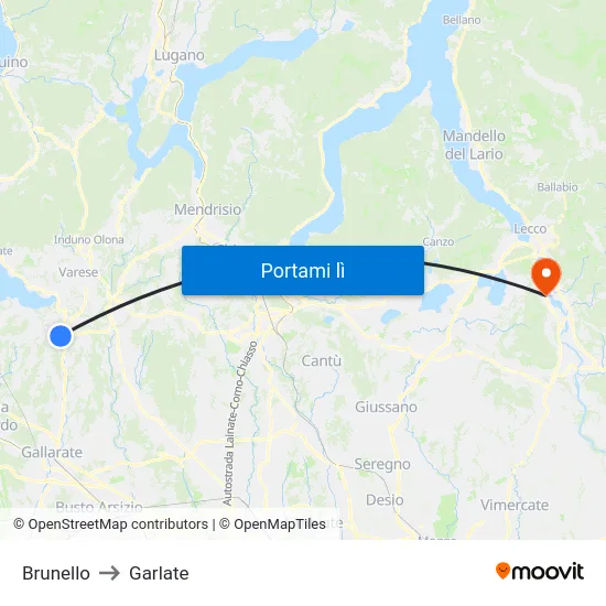 Brunello to Garlate map