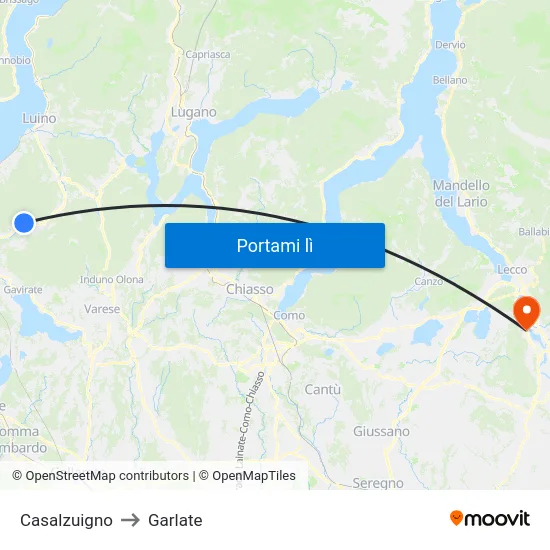 Casalzuigno to Garlate map