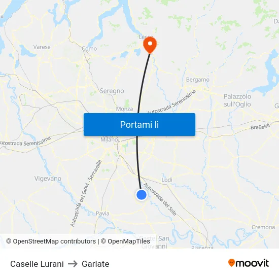 Caselle Lurani to Garlate map