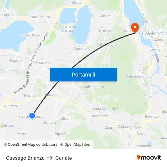 Cassago Brianza to Garlate map