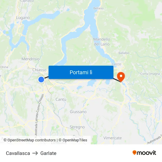 Cavallasca to Garlate map