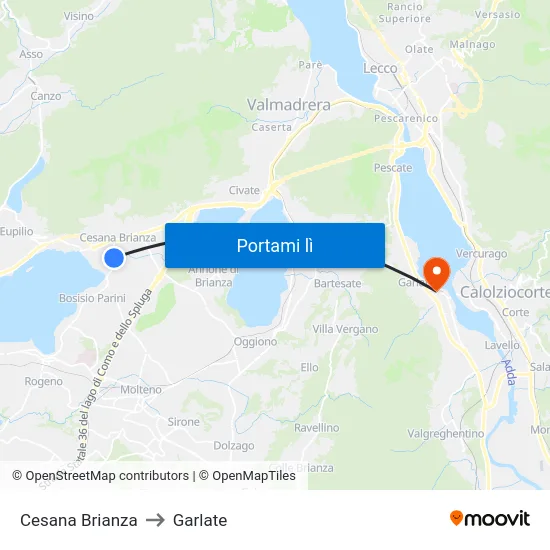 Cesana Brianza to Garlate map