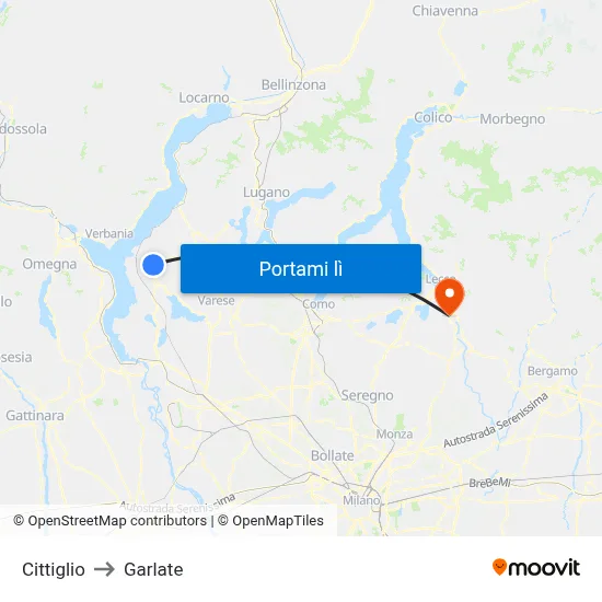 Cittiglio to Garlate map