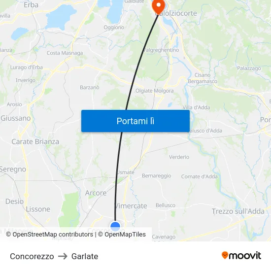 Concorezzo to Garlate map