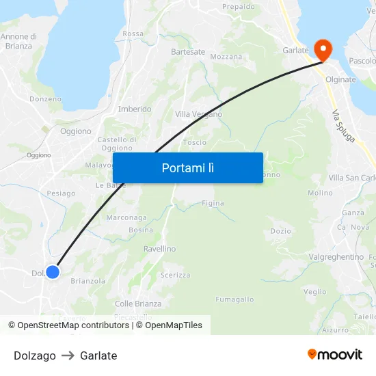 Dolzago to Garlate map