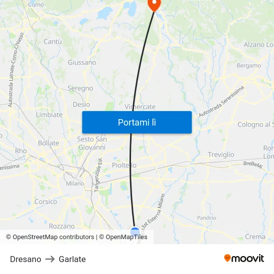 Dresano to Garlate map