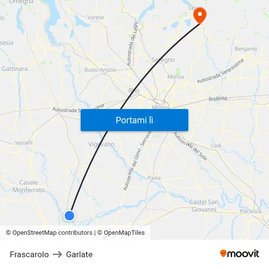 Frascarolo to Garlate map