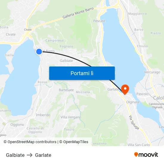 Galbiate to Garlate map
