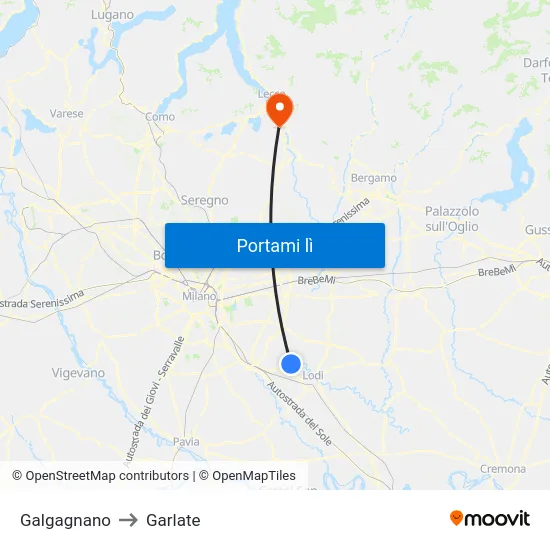 Galgagnano to Garlate map