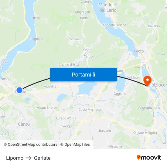 Lipomo to Garlate map