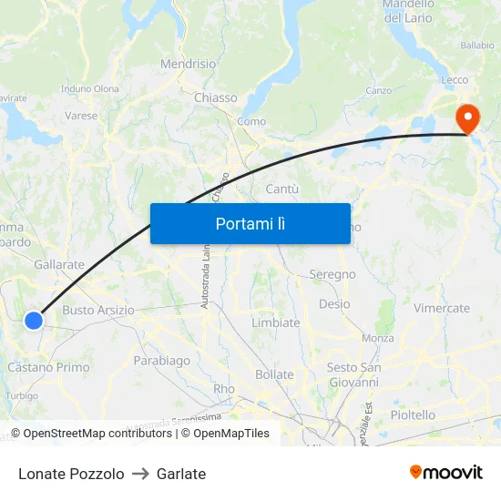 Lonate Pozzolo to Garlate map