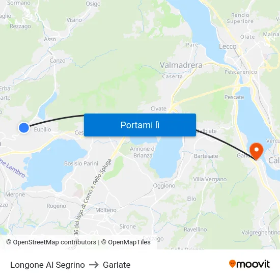 Longone Al Segrino to Garlate map