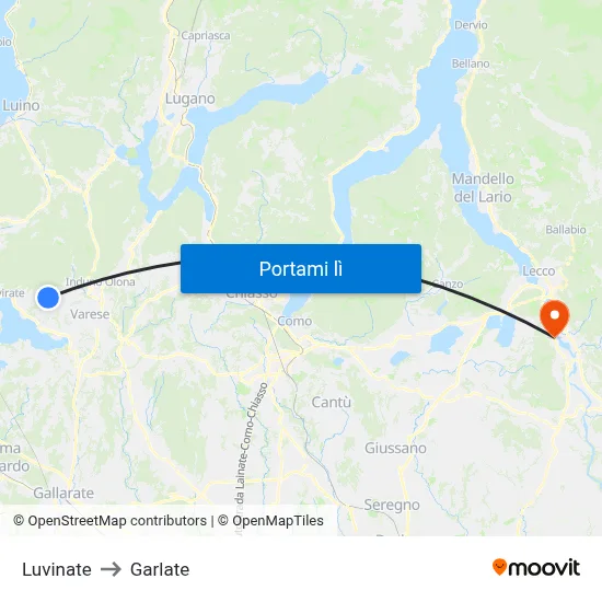 Luvinate to Garlate map