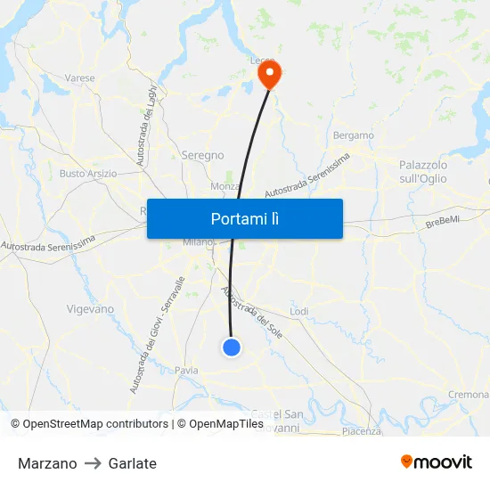 Marzano to Garlate map