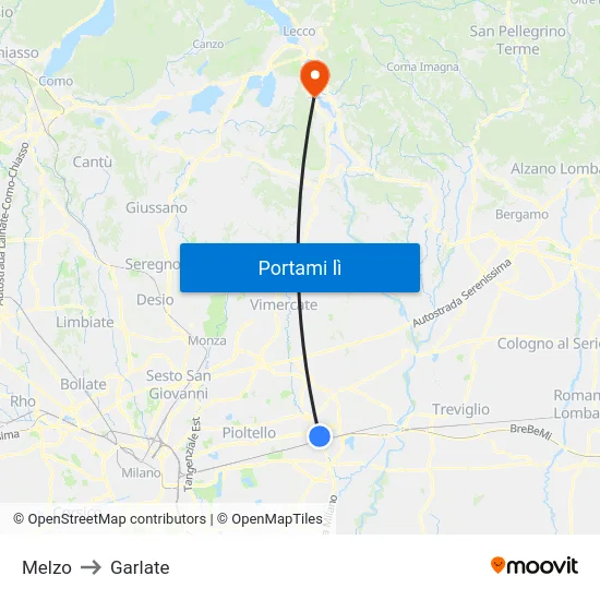 Melzo to Garlate map