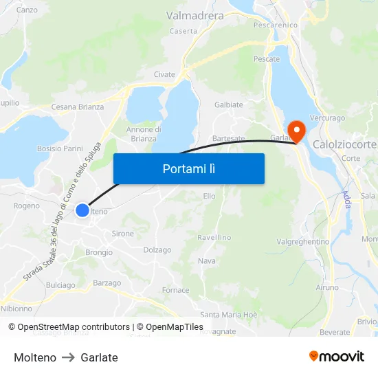Molteno to Garlate map