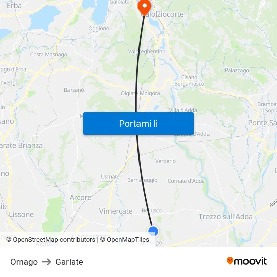 Ornago to Garlate map