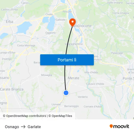 Osnago to Garlate map