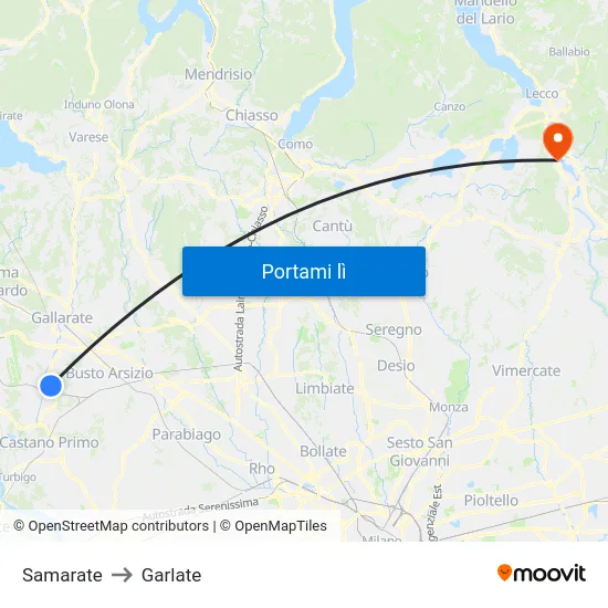 Samarate to Garlate map