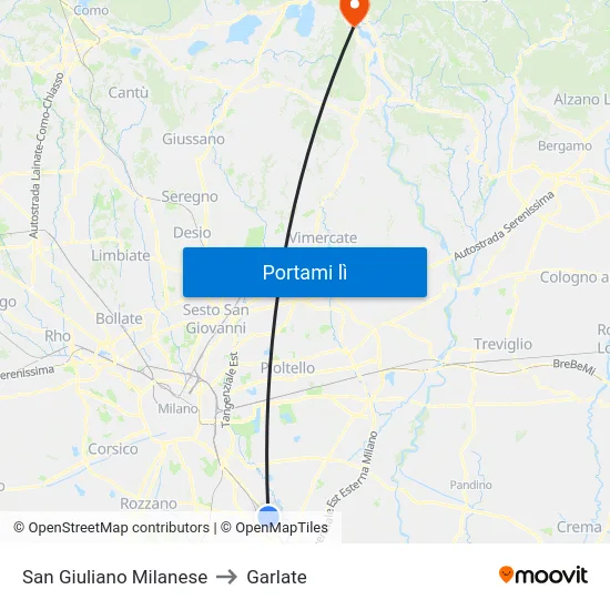 San Giuliano Milanese to Garlate map