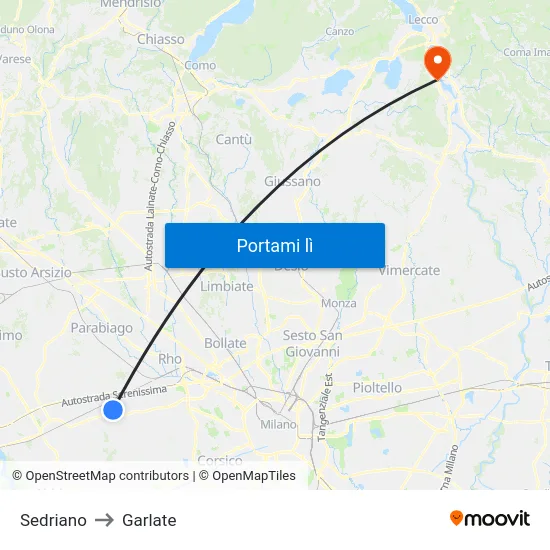 Sedriano to Garlate map