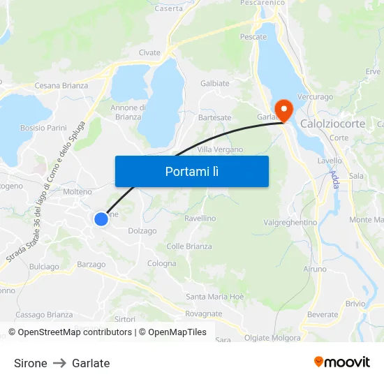 Sirone to Garlate map