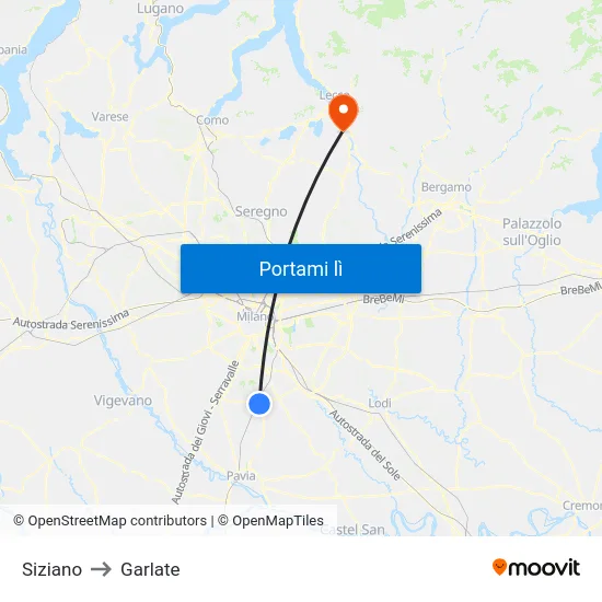 Siziano to Garlate map