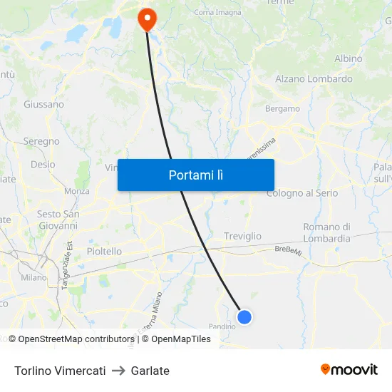 Torlino Vimercati to Garlate map