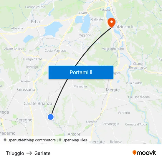 Triuggio to Garlate map