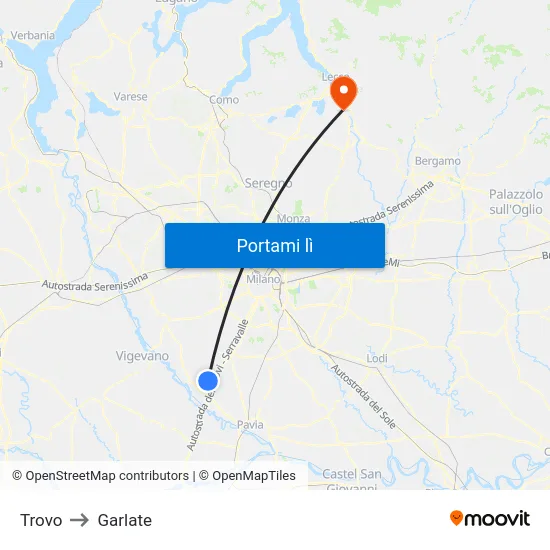 Trovo to Garlate map