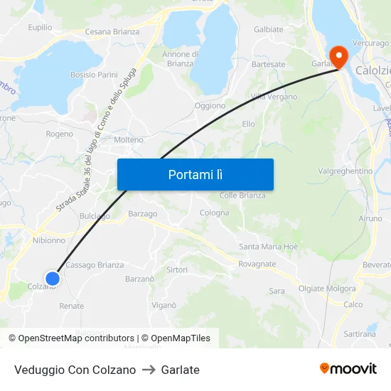 Veduggio Con Colzano to Garlate map