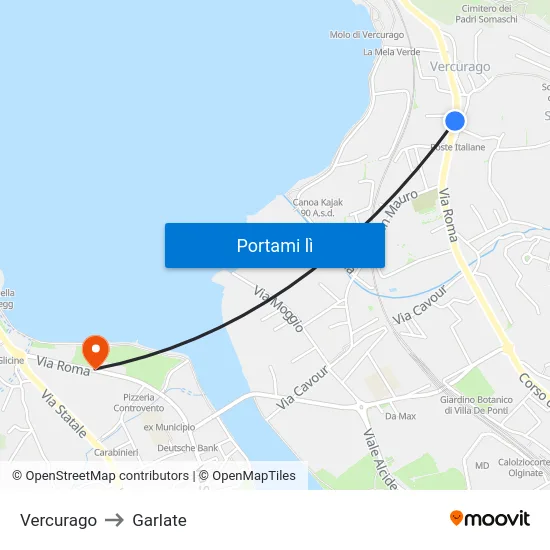 Vercurago to Garlate map